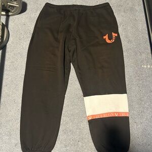 True Religion Black Joggers with Red and White Accents